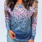 Multicolor Gradient Leopard Print Pullover Sweatshirt