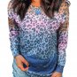 Multicolor Gradient Leopard Print Pullover Sweatshirt