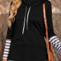 Striped Splicing High Neck Sweatshirt