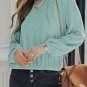Green Loose Fit Ribbed V Neck Hoodie