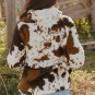 Zip Collar Cow Print Fleece Sweatshirt