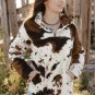 Zip Collar Cow Print Fleece Sweatshirt