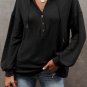 Black Buttoned High and Low Hem Hoodie