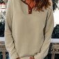 Beige Contrast Binding Snap Button Geometric Pullover Sweatshirt