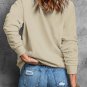 Khaki Plain Crew Neck Pullover Sweatshirt