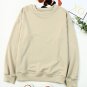 Khaki Plain Crew Neck Pullover Sweatshirt