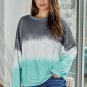 Gray Color Block Tie Dye Pullover Sweatshirt