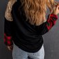Crewneck Lantern Sleeve Plaid Sequin Splicing Pullover Sweatshirt