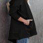 Black Batwing Sleeve Pocketed Henley Hoodie