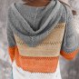 Gray Zipped Front Colorblock Hollow Out Knit Hoodie