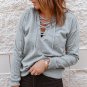 Grey Casual Solid Color Lace Up Hoodie