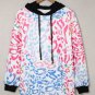 Multicolor Colorful Leopard Drawstring Splicing Hoodie