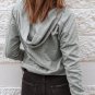 Grey Casual Solid Color Lace Up Hoodie
