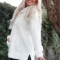 White Cowl Neck Textured Sweatshirt