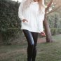 White Cowl Neck Textured Sweatshirt