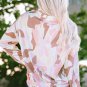 Pink Geometric Print Crewneck Pullover Sweatshirt