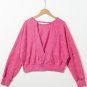 Rose Acid Wash V-shape Open Back Sweatshirt