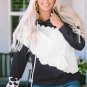Black Cow Tie Dye Print Pocketed Drawstring Pullover Hoodie