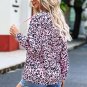 Leopard Print Zipper Kangaroo Pocket Pullover Hoodie