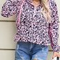 Leopard Print Zipper Kangaroo Pocket Pullover Hoodie