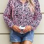Leopard Print Zipper Kangaroo Pocket Pullover Hoodie