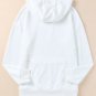 White Solid Ripped Hooded Sweatshirt with Kangaroo Pocket