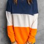 Colorblock Orange Contrast Stitching Sweatshirt with Slits