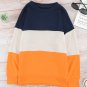 Colorblock Orange Contrast Stitching Sweatshirt with Slits