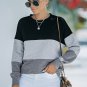 Colorblock Black Contrast Stitching Sweatshirt with Slits