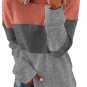 Colorblock Gray Contrast Stitching Sweatshirt with Slits