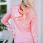 Pink Aztec Print Patchwork Thumb Hole Hoodie