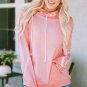 Pink Aztec Print Patchwork Thumb Hole Hoodie