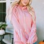 Pink Aztec Print Patchwork Thumb Hole Hoodie