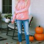 Pink Aztec Print Patchwork Thumb Hole Hoodie