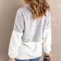 Grey Zip Neck Oversize Fluffy Fleece Pullover
