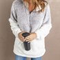Grey Zip Neck Oversize Fluffy Fleece Pullover