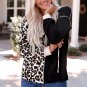 Black Leopard Patchwork Buttoned Hooded Sweatshirt