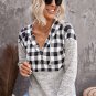 Black Plaid Splicing Pocketed Hoodie