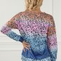 Multicolor Gradient Leopard Print Pullover Sweatshirt