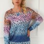 Multicolor Gradient Leopard Print Pullover Sweatshirt