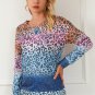 Multicolor Gradient Leopard Print Pullover Sweatshirt