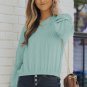Green Loose Fit Ribbed V Neck Hoodie