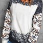 Black Tie Dye Leopard Drop Shoulder Sweatshirt