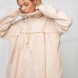 Beige Frill Exposed Seam Cowl Neck Oversized Sweatshirt