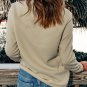 Beige Contrast Binding Snap Button Geometric Pullover Sweatshirt