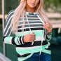 Green Striped Drawstring Long Sleeve Hoodie