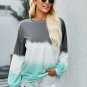 Gray Color Block Tie Dye Pullover Sweatshirt