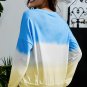 Blue Color Block Tie Dye Pullover Sweatshirt