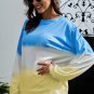 Blue Color Block Tie Dye Pullover Sweatshirt