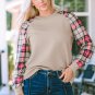 Apricot Plaid Raglan Sleeve Sweatshirt